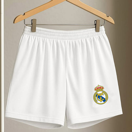 Real Madrid White Graphic Shorts