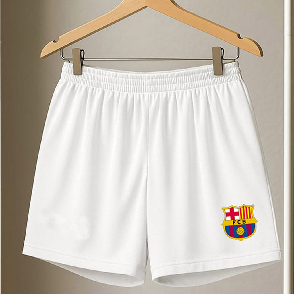 Barcelona White Graphic Shorts