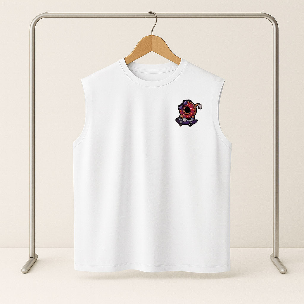 Donuty Graphic Sleeveless White T-Shirt