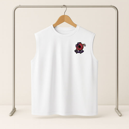 Donuty Graphic Sleeveless White T-Shirt