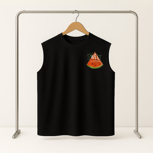 Bateekha Graphic Sleeveless Black T-Shirt