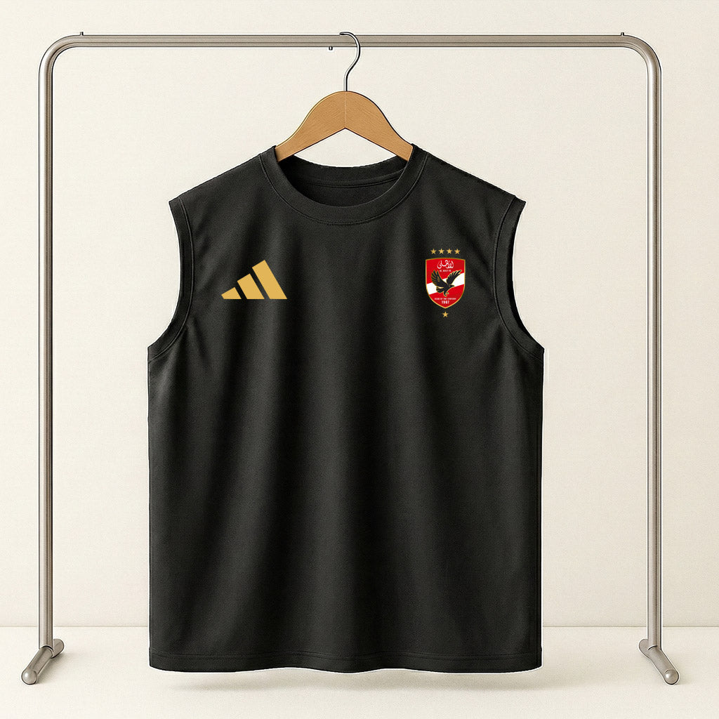 Al Ahly Logo Black Sleeveless Close Mesh T-Shirt