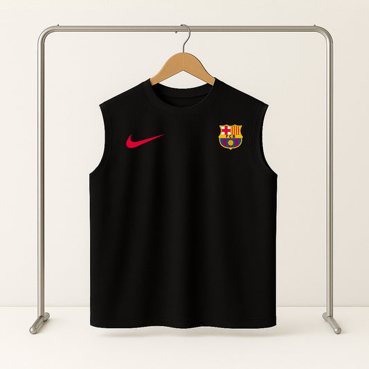Barcelona Black Graphic Sleeveless T-Shirt