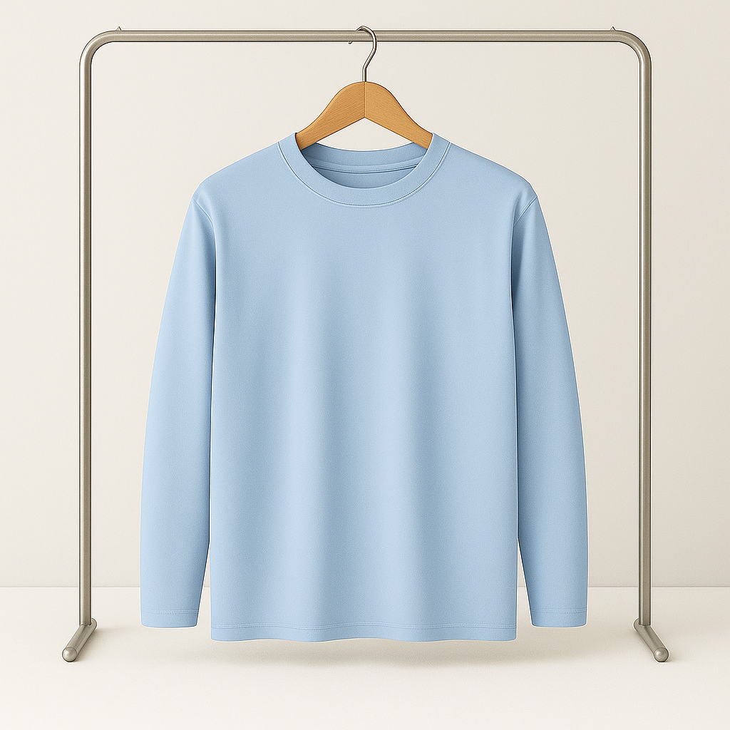 تي شيرت بأكمام سماء سادة - مقاسات خاصة