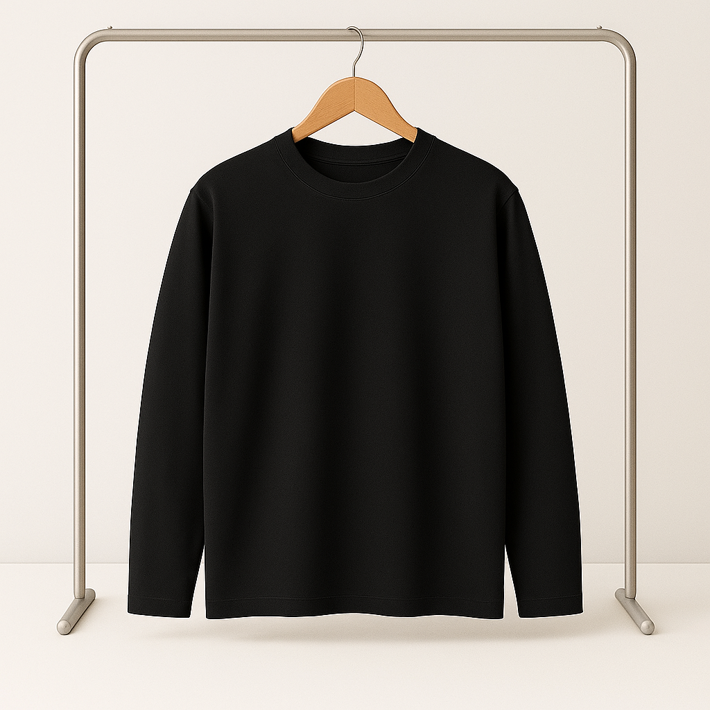 تي شيرت بأكمام سوداء سادة - مقاسات خاصة