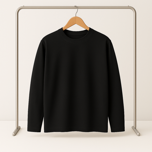 تي شيرت بأكمام سوداء سادة - مقاسات خاصة