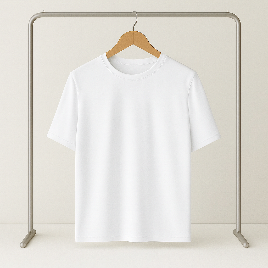 تي شيرت أبيض سادة بأكمام نصفية - مقاسات خاصة