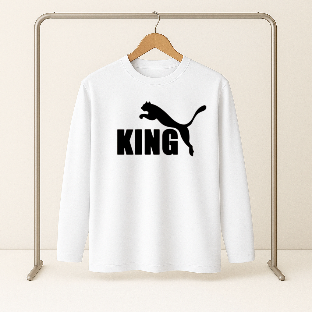 تيشيرت بوما كينج بأكمام طويلة - أبيض (مقاسات خاصة)