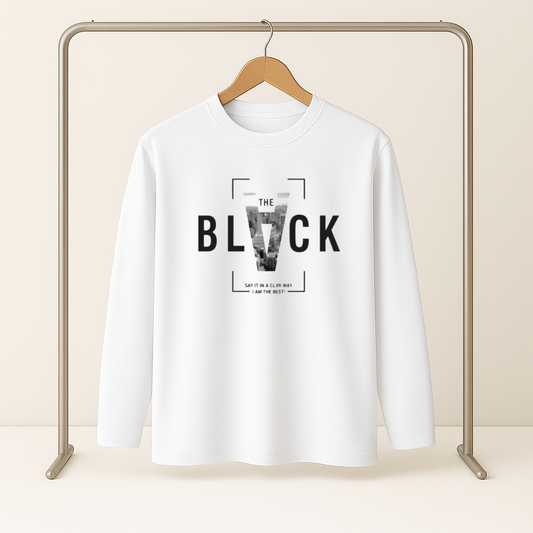 BLVCK Graphic Long Sleeve T-Shirt – White (Special Sizes)